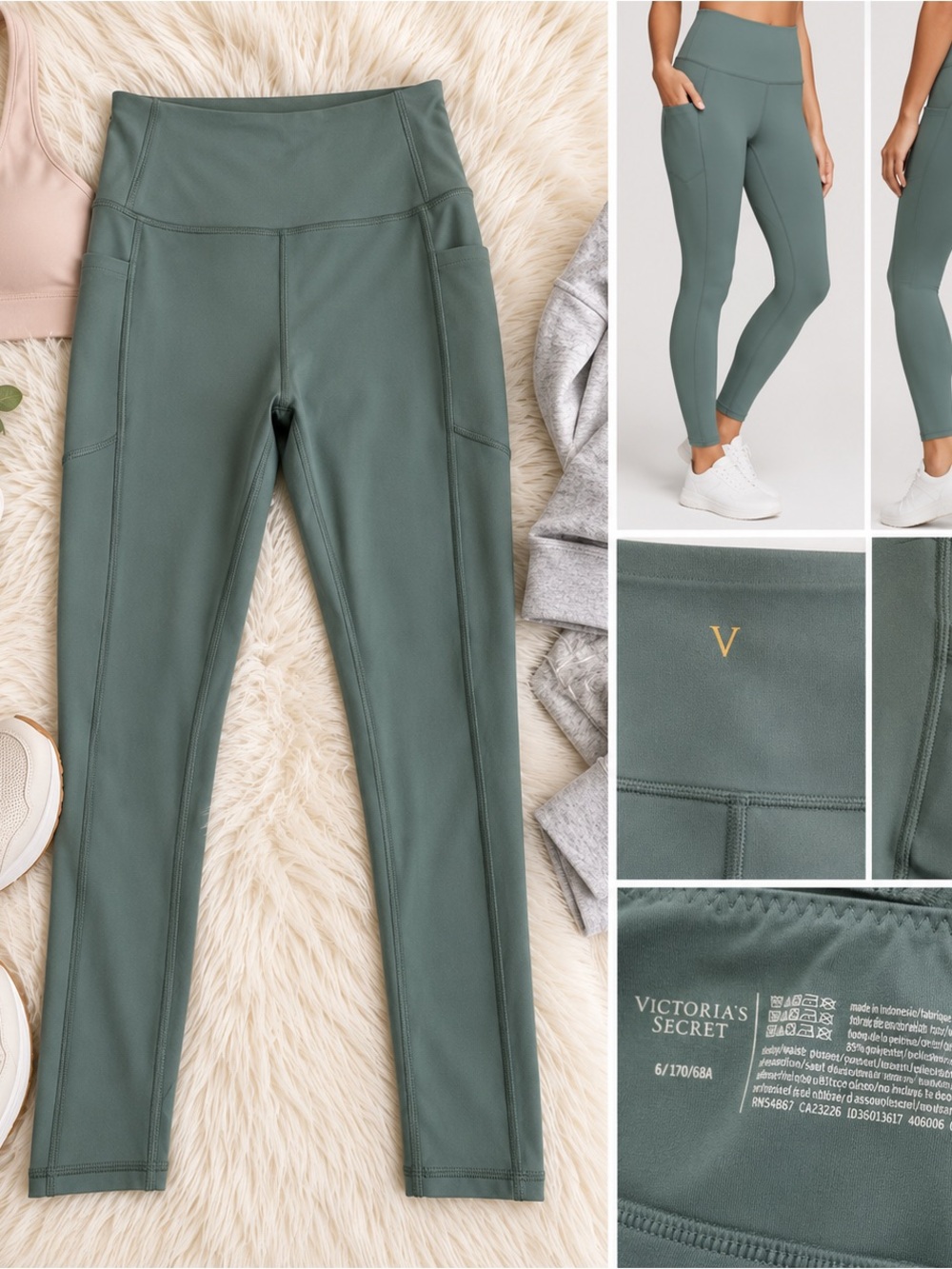 Victoria's Secret Sage-Green High Rise Pocket Leggings